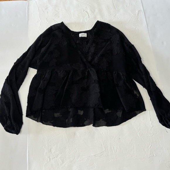 Aritzia Wilfred Peplum Sheer Jacquard Crossover Front Blouse - Picture 7 of 9